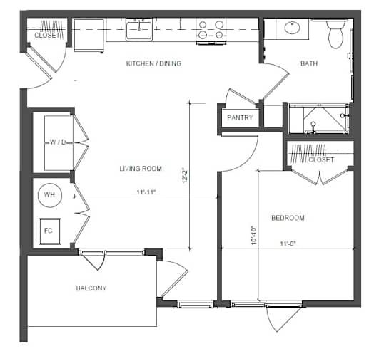 Floor Plan  A black and white image of a floor plan for a house.