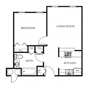 Floor Plan  a floor plan of a living room and a bedroom