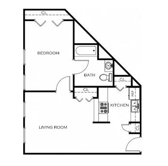 Floor Plan  black and white floor plan of a bedroom apartment