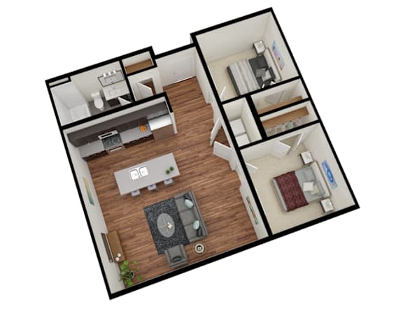 Floor Plan  2 Bed 1 Bath