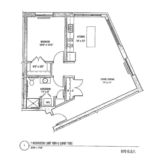 Floor Plan  a floor plan of a small house with a bedroom and a living room
