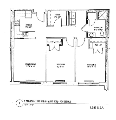 Floor Plan  2 bedroom unit