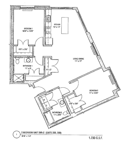 Floor Plan  2 bedroom unit