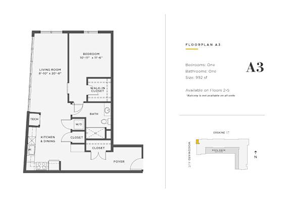Floor Plan  1 Bedroom Unit - A3