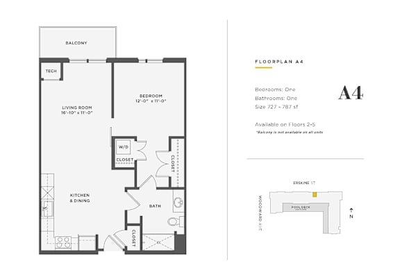 Floor Plan  1 Bedroom Unit - A4