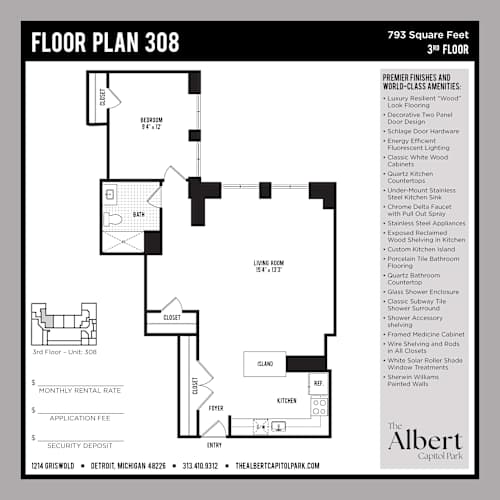 Floor Plan  A floor plan for a 3rd floor apartment in The Albert Capitol Park.