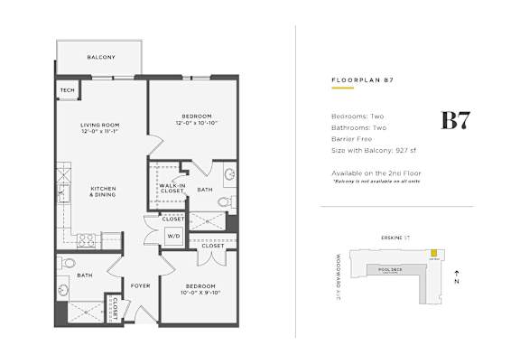Floor Plan  2 Bedroom Unit - B7- Accessible
