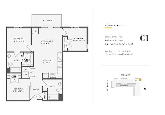 Floor Plan  3 Bedroom Unit - C1