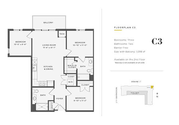 Floor Plan  3 Bedroom Unit - C3