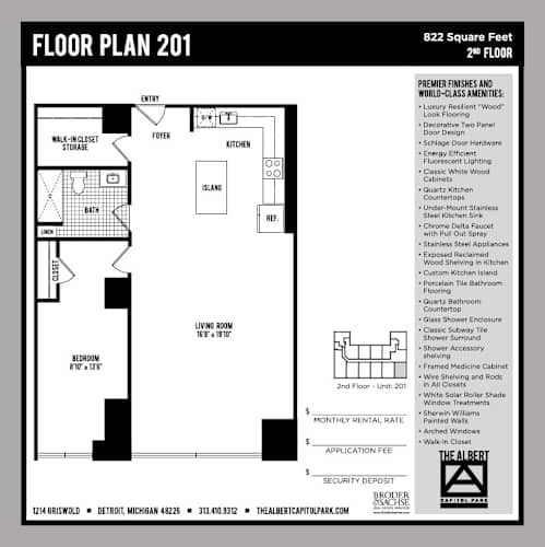 Floor Plan  A black and white floor plan for a 2nd floor apartment.