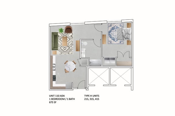 Floor Plan  1 Bedroom (Phase 2)