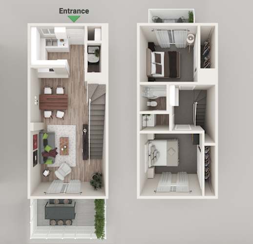 Floor Plan  a bedroom floor plan and a living room with a balcony