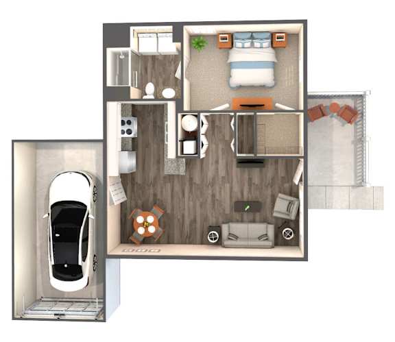 Floor Plan  A 3D floor plan for Ashwood II apartment