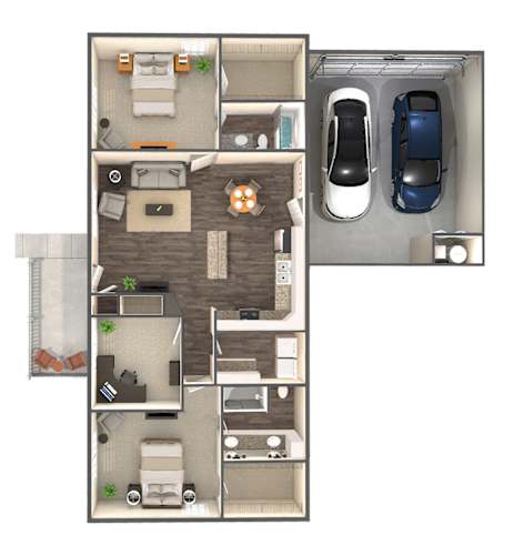 Floor Plan  A 3D floor plan for Eastwood II apartment