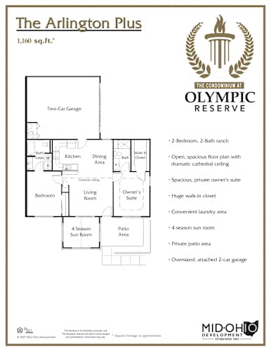 Floor Plan  A floor plan for a 1,160 square foot condo at Olympic Reserve.