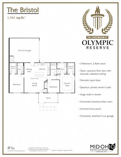Floor Plan  A floor plan for a 1,365 square foot condo at Olympic Reserve.