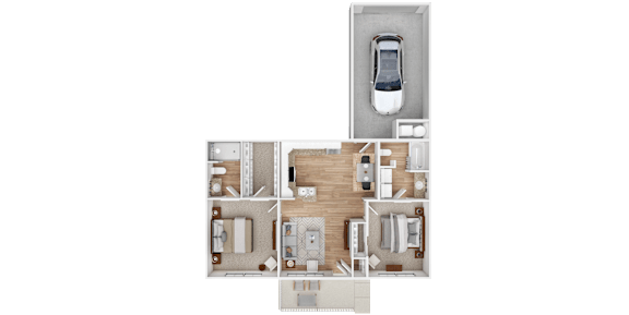 Floor Plan  A floor plan of a house with a garage and a separate living area.