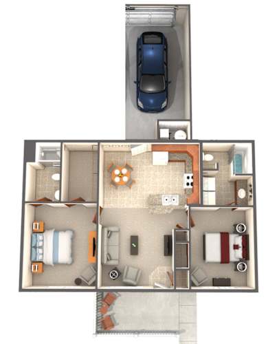 Floor Plan  Shawnee Lakes Apartments two bedroom floor plan