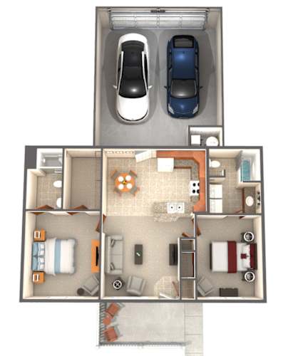Floor Plan  Shawnee Lakes Apartments two bedroom floor plan
