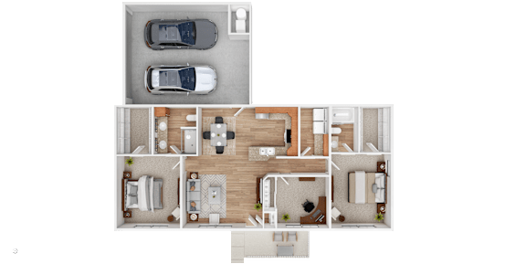Floor Plan  A floor plan of a house with a garage and a living area.