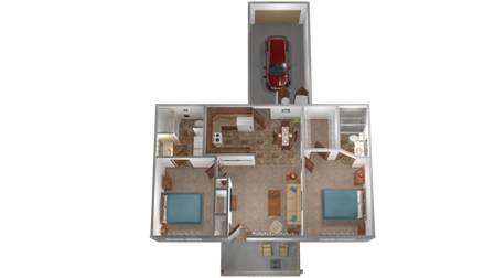 Floor Plan  A floor plan of a house with a red door.