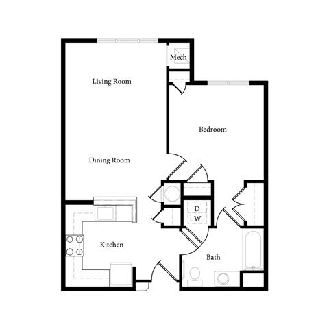 Floor Plan  1 Bed 1 Bath