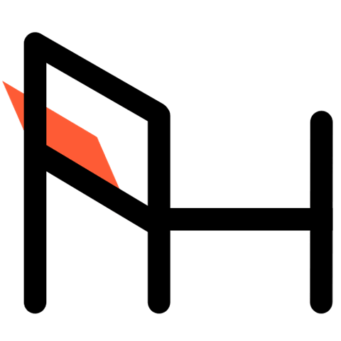 Floor Plan  Two orange triangles on a black background.