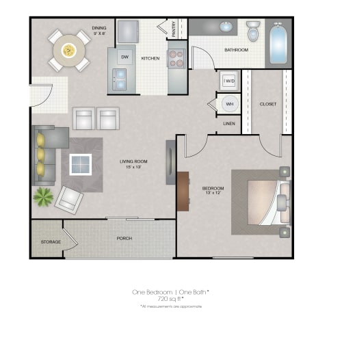 Floor Plan  Park Avenue Apartments Tampa Florida One Bedroom 720sf