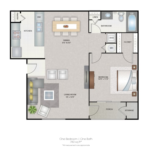 Floor Plan  Park Avenue Apartments Tampa Florida One Bedroom 760sf