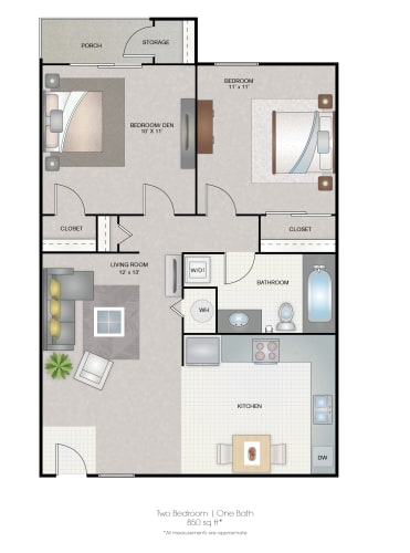 Floor Plan  Park Avenue Apartments Tampa Florida Two Bedroom Floorplan 850sf