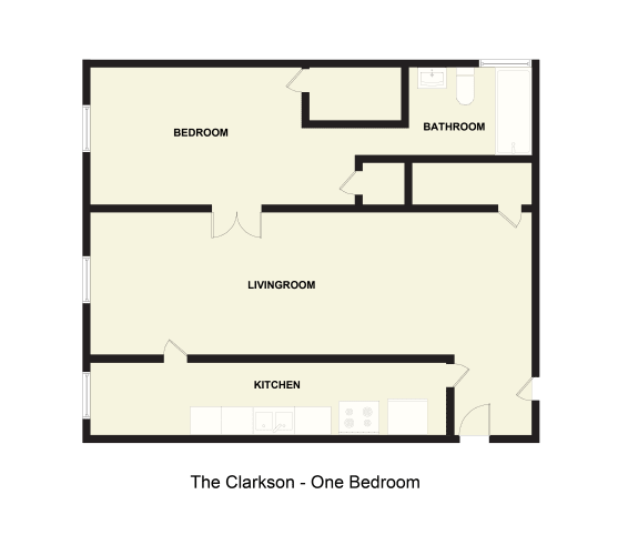 Floor Plan  The Clarkson One Bedroom