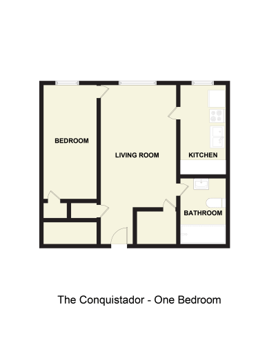 Floor Plan  El Cortez One Bedroom