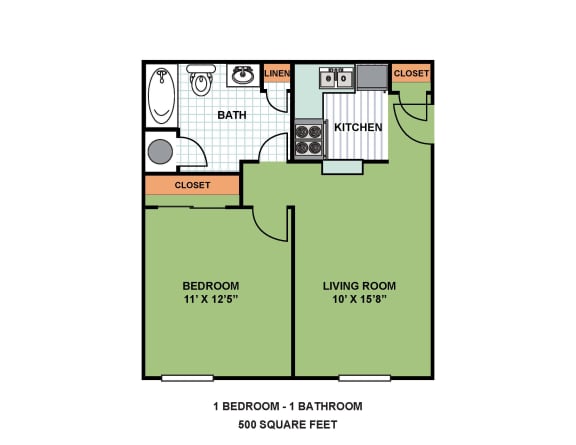Floor Plan  One Bedroom One Bath
