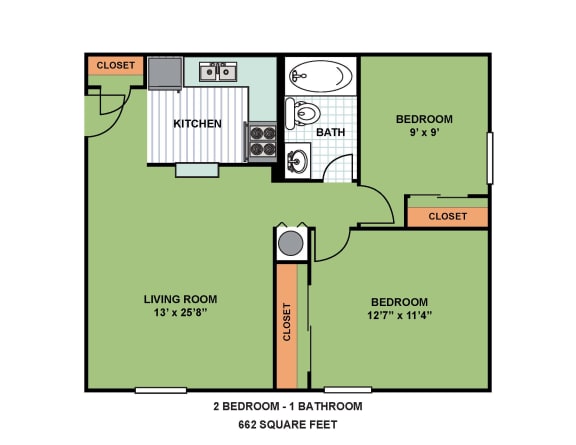 Floor Plan  Two Bedroom Two Bathroom