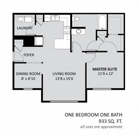 Floor Plan  1 Bedroom | 1 Bath