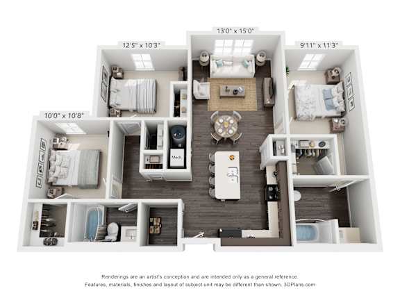 Floor Plan  a 3d floor plan of a house with a bedroom and a living room