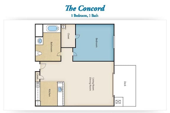 Floor Plan  A floor plan of a one bedroom, one bath condo.