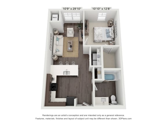 Floor Plan  a stylized floor plan with a bedroom and a living room