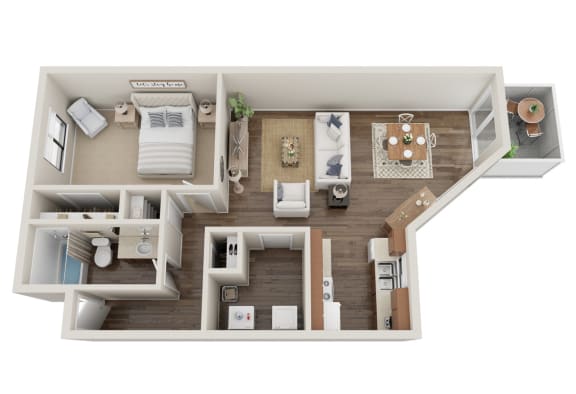 Floor Plan  a floor plan of a 1 bedroom townhome  at Hawks Prairie, Olympia, WA, 98516