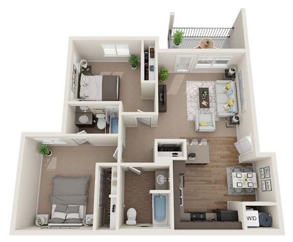 Floor Plan  2 Bedroom Floor Plan at Madison Park, Bozeman, 59718