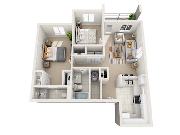 Floor Plan  a floor plan of a 1 bedroom floor plan with 2 baths