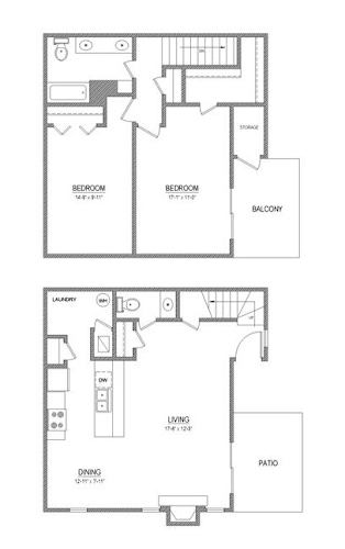 Floor Plan  2 Bedroom 1.5 Bath Townhome at Callaghan Heights, San Antonio