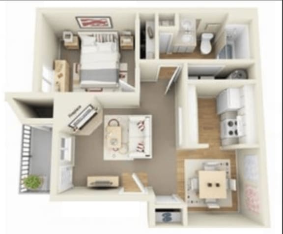 Floor Plan  a 3d floor plan of a house with some furniture