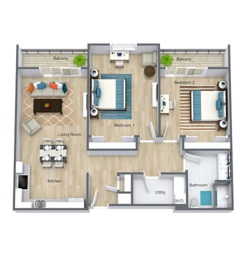 Floor Plan  The Dunes Floor Plan at Coastal Senior Residences at The Park Lane, Monterey, CA