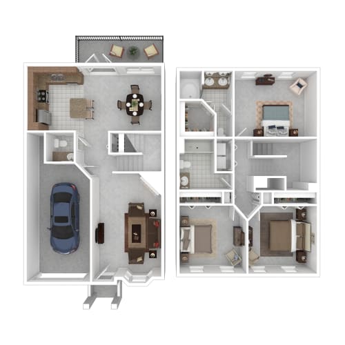 Floor Plan  a floor plan of a house with 2 bedrooms and a garage