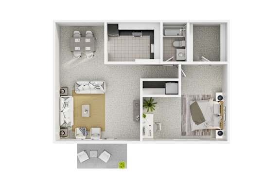 Floor Plan  Carriage Park Apartments Townhome - 1 Bedroom Floor Plan EG