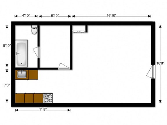 Floor Plan  Carriage Park Apartments Garden Efficiency Style A