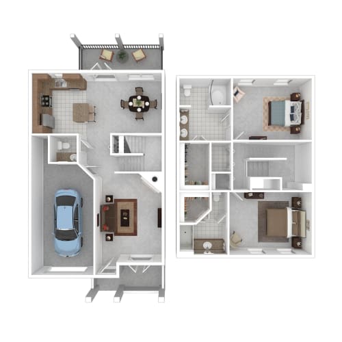 Floor Plan  a floor plan of a house is shown with two different views of the house