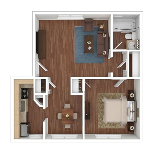 Floor Plan  Oak Ridge Apartments Floor Plan Style 3 1/2