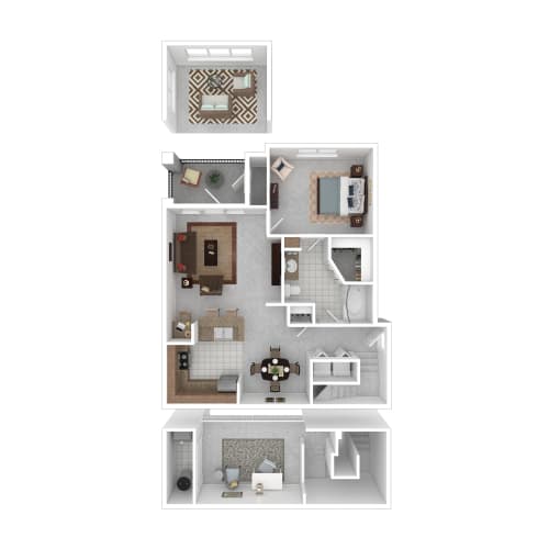 Floor Plan  a floor plan of a house with furniture and a balcony